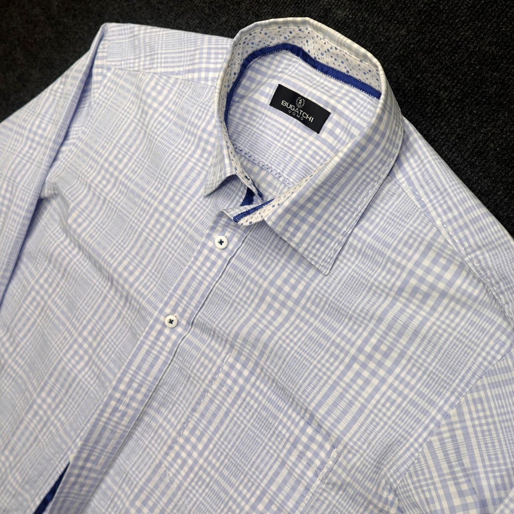 Bugatchi Uomo Button Down Shirt Lavender Plaid Ve… - image 1